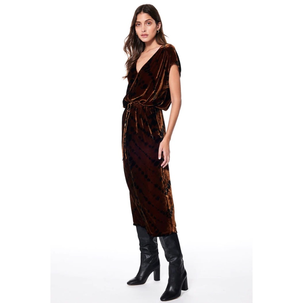 Young Fabulous & Broke Brown Velvet Midi Dress
